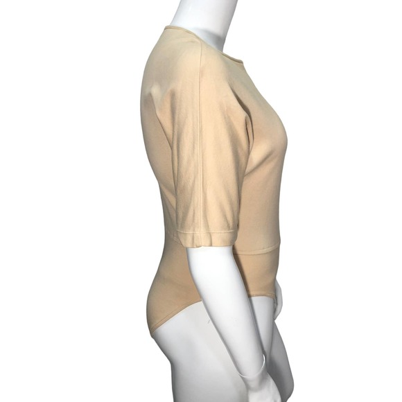 Donna Karan Womens Size M Beige Bodysuit Boxy Vintage Basic - Picture 5 of 12